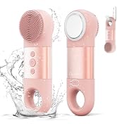 CozyZen Facial Cleansing Brush, IPX7 Waterproof and Rechargeable Silicone Face Scrubber, Heat & C...