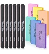 TsMADDTs Nail Files and Buffers Set with 6PCS Rectangular Buffers and 6PCS Black 100 180 Grit Fil...