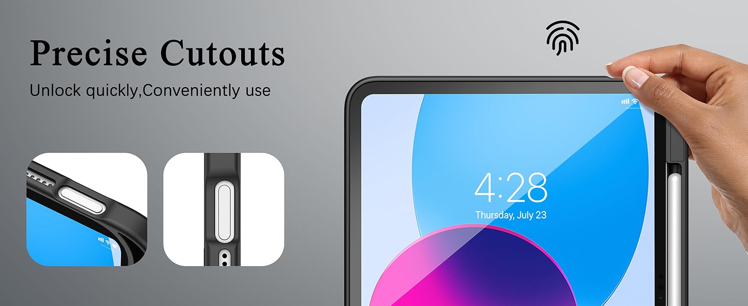 case for ipad a16 precise cutouts easy use support touch ID