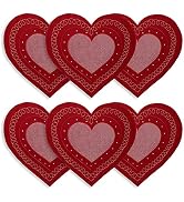 OWENIE Valentines Day Heart Placemats Set of 6, Embroidered Red Gillter Heart with Sequins Valent...
