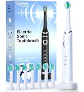 Bymore Electric Toothbrush for Adults,Travel Sonic Toothbrush Set with 8 Replacement Heads, Deep ...