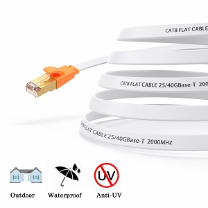 white ethernet cable gold-plated RJ45 connectors Cat 8 cables cat8 high speed Cat 8 rj45 cable