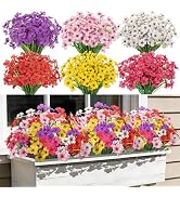 Besteek 24 Bundles Artificial Flowers for Outdoors, Fake Silk Flowers UV Resistant Faux Plastic P...