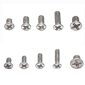 10 sizes silver Phillips flat head machine screws