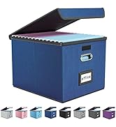 Huolewa Decorative File Organizer Box Office Document Storage with Lid, Portable Collapsible Line...