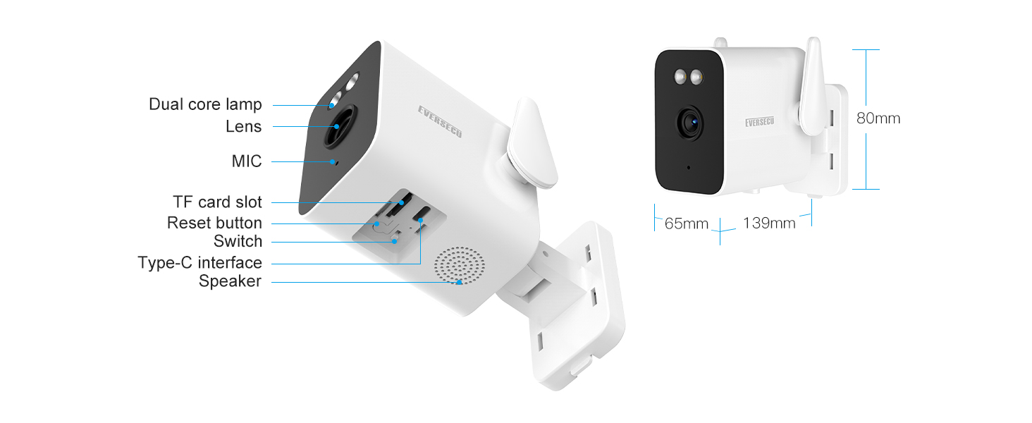 2K Outdoor WiFi BulletCam 5000mA Built-in Batt PowerOutage Human Detection Alexa SD Cloud ONVIF RTSP