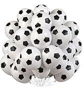 35 Pcs Soccer Ball Balloons, Black White Soccer Birthday Latex Balloons for Boys, Soccer Party De...