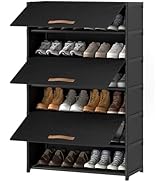 UNITSTAGE Shoe Rack, 7 Tier Shoe Storage Cabinet with Door 28 Pair Plastic Shoe Shelves Organizer...