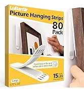 LuBanSir Heavy Duty Picture Hangers, 15 lb No-Nail Picture Hanging Strips for Large Frames, 40 Pairs