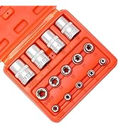 MIXPOWER 14-Pieces Female E-TORX Star Socket Set with Case, 1/4" 3/8" 1/2" Drive,Female External ...