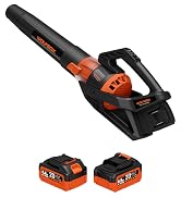 WOLFBOX MT500 Cordless Leaf Blower with 2 Batteries, 40V 500 CFM 130 MPH | Dual-Port Charger Incl...