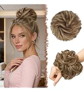 FESHFEN Messy Bun Hair Pieces - Large Wavy Curly Elastic Hair Bun Scrunchies Ponytail Extensions ...