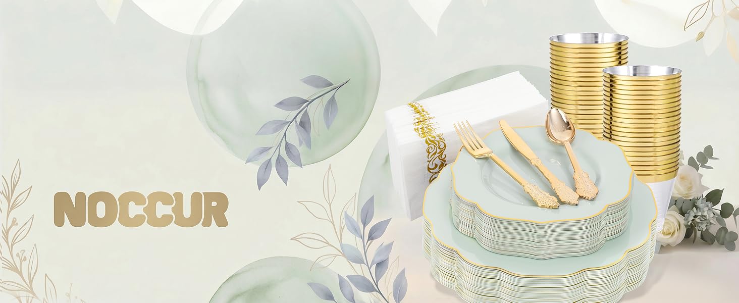 sage green plastic plates