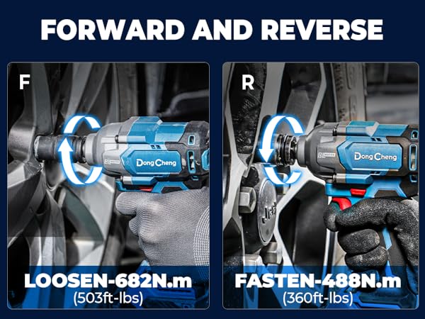 Dong Cheng 20V Brushless Impact Wrench, Max Torque 503 ft-lbs (682 N.m),
