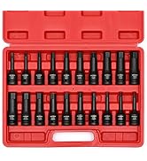 MIXPOWER 1/2" Drive Master Impact Hex Bit Set, Hex Driver, 20-Piece 1/2" Drive Allen Bit Socket S...