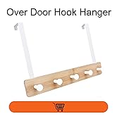 Badiano Over The Door Hook Hanger, Bamboo Coat Rack with 5 Metal Hooks, Wood Clothes Organizer fo...