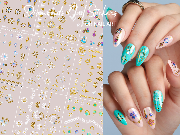 10 Sheets Diamond Nail Decals