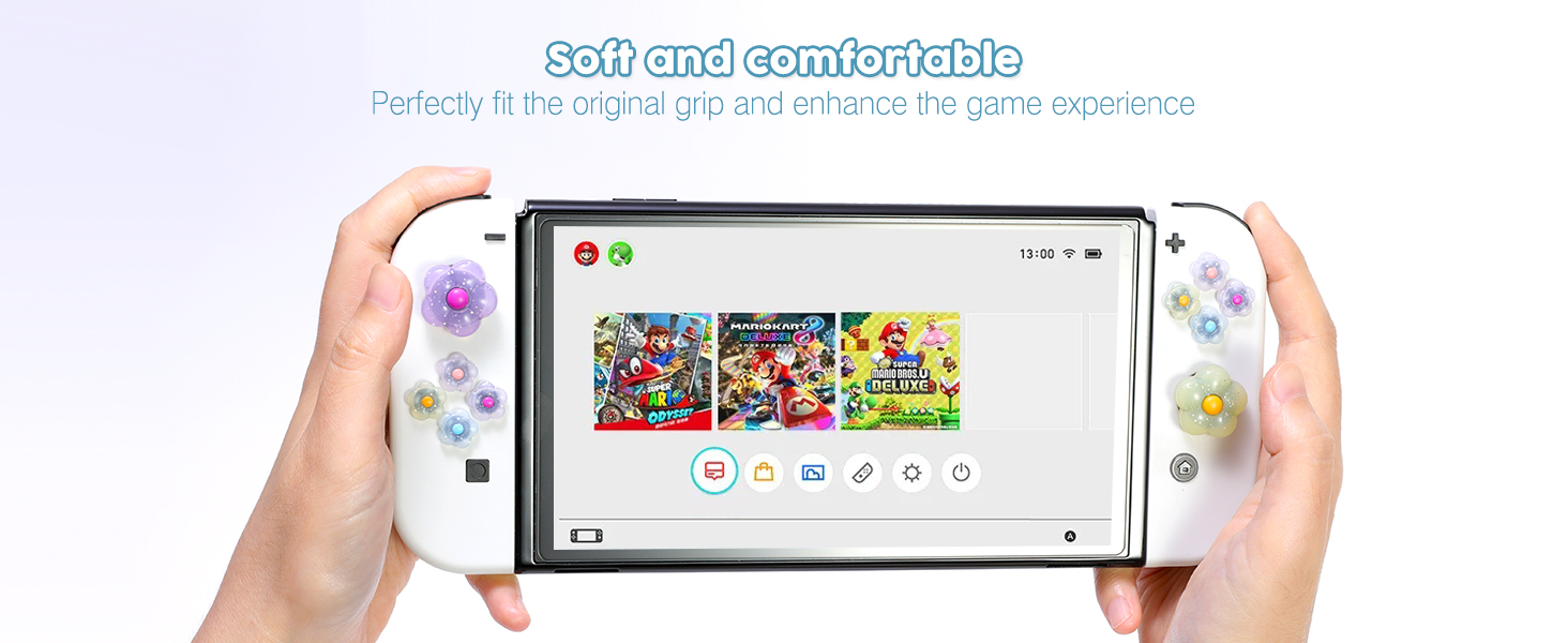Cute Switch Joycon Thumb Grip Caps, Kawaii D-Pad Button Cover