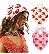 DRESHOW Floral Crochet Hair Bandana Tie Knotted Headscarf Vintage Headband Knitted Head Kerchief ...