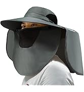 Fishing-Sun Hat Men UV-Protection Neck-Flap - Bucket Hat with Removable Face Cover & Neck Flap Wi...