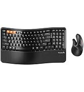 ProtoArc EKM02 Wave Keys Ergonomic Wireless Keyboard and Mouse, Bluetooth Keyboard with EM11 NL E...