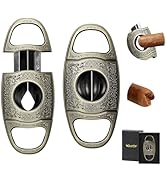 Scotte Cigar Cutter, Bronze Engraved V Cut Cigar Cutter Guillotine, Stainless Steel Blade Sharp C...