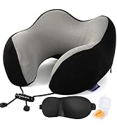 Travel Pillow,Travel Neck Pillows for Sleeping,100% Pure Memory Foam Soft Comfort & Support Pillo...