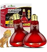 REPTI ZOO 150W Infrared Heat Lamp Bulb for Reptile, 2 Pack Infrared Basking Spot Light for Reptil...
