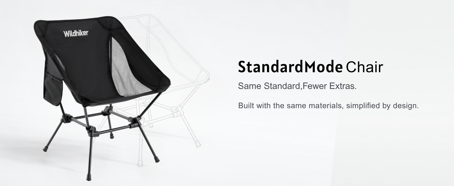 StandardMode folding camping chair with high back and square base, clean minimal design