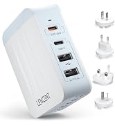 LENCENT 45W Multiple USB Wall Charger, International Cell Phone Charger with 2 PD Type-C+2 USB, F...