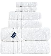 Hammam Linen White Bath Towels Set 6-Piece Original Turkish Cotton Soft, Absorbent and Premium To...