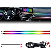 HMYC Dream Color Acrylic Interior Car Lights, 2 Pieces 75cm/29.5inch 128 Colorful Car LED Strip L...