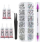 Canvalite 1500PCS Rhinestones Crystal AB Rhinestones for Nail with Pick Up Tweezers and Nail Rhin...