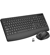 EDJO Full-Size Silent Wireless Keyboard and Mouse Combo with Palm Rest | 30dB quiet keys, silent ...