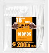 WISLIGHT White Cable Ties Ultra Heavy Duty 200Pounds Tensile Strength18 Inchx0.39 Inch 100 pcs, f...