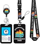 Dumpster Fire Lanyards for ID Badges and Keys, Funny Badge Reel Retractable Heavy Duty with 360° ...