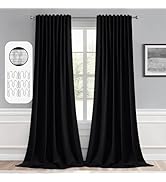 MIULEE 2 Panels Back Tab Blackout Curtains 96 Inch Long for Living Room Bedroom, Black Rod Pocket...