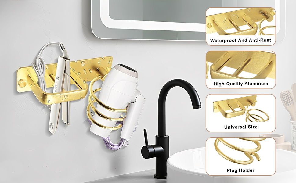 Technical diagram showing installation or assembly instructions for a faucet or water fixture. Features gold-colored components and step-by-step mounting guidance.