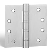 3 Pack goldenwarm Satin Nickel 4'' Door Hinges for Exterior Doors Ball Bearing Door Hinges 4in x ...