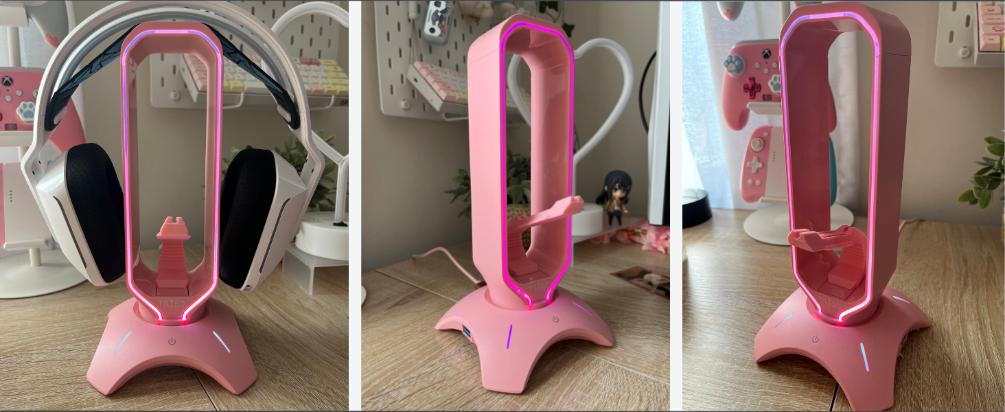 pink rgb headset stand