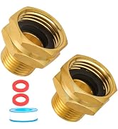 2 Pack Brass Garden Hose Adapter 3/4" GHT Female x 1/2" NPT Male Connector, Garden Hose to Pipe F...