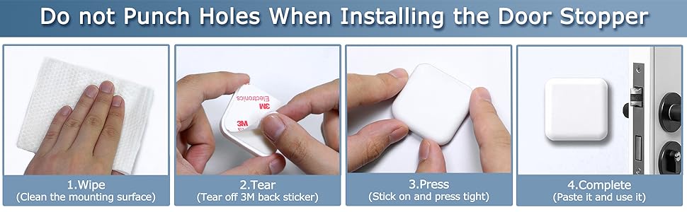 There is no need to punch holes to install the door stopper