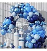HILAVO Blue Balloon Garland Arch Kit - 90 Pcs 12 Inch Metallic Chrome, Pearl, Baby Light, Dark Ro...