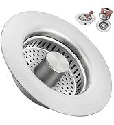 YYKBZ 3 in 1 Kitchen Sink Drain Strainer, Stainless Steel Pop Up Sink Stopper, Plug for Sink Drai...