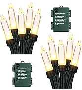 BrizLabs Battery Christmas Lights, 17.94ft 50 LED Warm White Christmas Lights, Green Wire Christm...