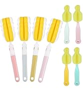 4PCS Bottle Brush + 4 PCS Nipple Brush Sponge Baby Bottle Brushes Milk Bottle Nipple Cleaner Set ...