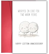 YIWANSIN Cute 2nd Anniversary Card, Funny Cotton Balls Anniversary Card for Men Woman, Sweet Seco...