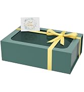 PSHVYM Large Gift Box with Window, 13.5x9x4.3 In Green Gift Box for Presents Magnetic Lids Collap...