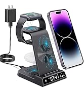 Wireless Charging Station, YiJYi 3 in 1 Watch Charger Stand with Digital Clock Suitable for iWatc...