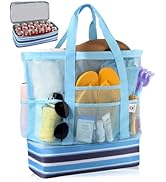 CaCTOUR Beach Bag with Cooler, Mesh Beach Bag for Women Cruise Pool, Packable Waterproof Sandproo...